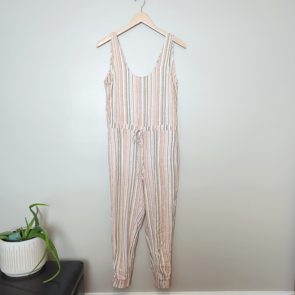 Rachel Zoe Pink and Tan Striped Jumpsuit
